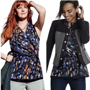 CAbi wrap‎ blouse small colorful professional work office